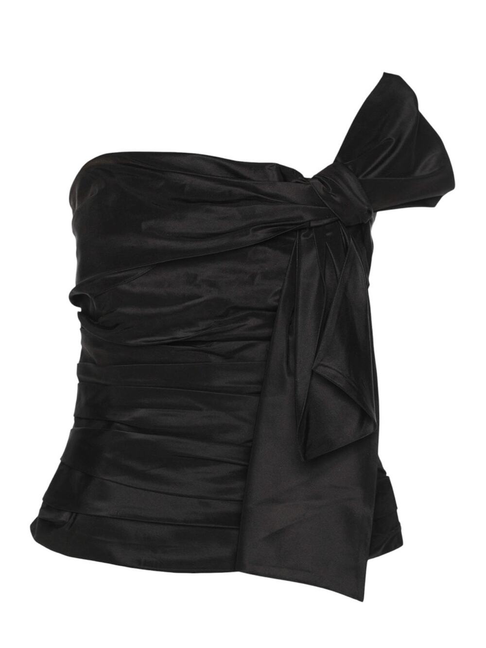 Ralph Lauren Black Label Size 4 Black Silk Bow Front Boned Bustier Strappess Top